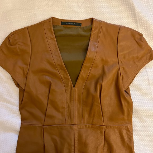 Arthur Galan tan leather dress, size 8, very good condition - Picture 2 of 7